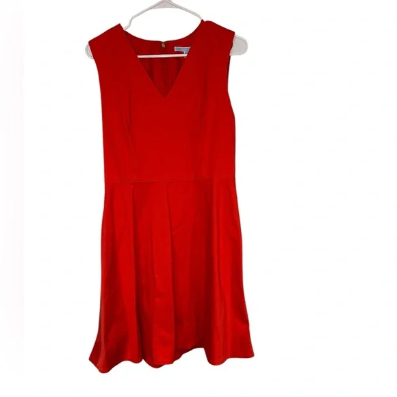 Draper James Vibrant Red Sleeveless Dress V-Neck 8 (Party, Occasion, Sleeveless) - Picture 4 of 10